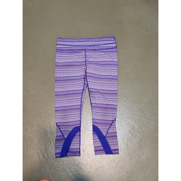 Lululemon Mid Rise Run Inspire Crop II Space Dye Twist Iris Flower Size 8 - Picture 3 of 6